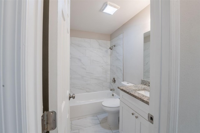 4226 Kelly Miller Ct, Orlando, FL 32811 - bathroom featuring toilet, vanity, marble finish flooring, and shower / washtub combination