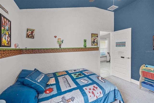 503 Meadow Pointe Dr, Haines City, FL 33844 - bedroom with vaulted ceiling and carpet flooring