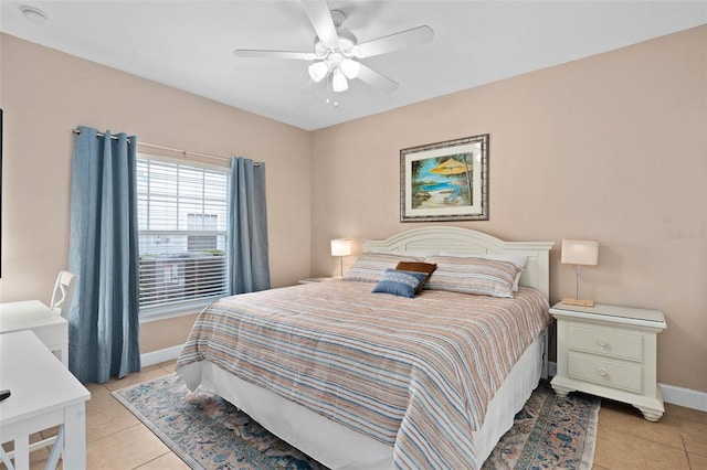 2952 Lucayan Harbour Cir Unit 105, Kissimmee, FL 34746 - bedroom with light tile patterned floors, baseboards, and ceiling fan