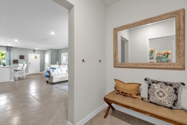 1555 Dawnview Way, Kissimmee, FL 34744 - hallway featuring baseboards, tile patterned flooring, and recessed lighting