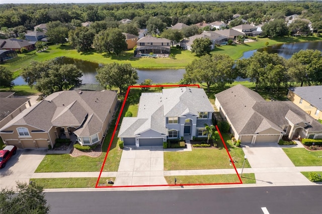 7263 Winding Lake Cir, Oviedo, FL 32765 - aerial perspective of suburban area with a large body of water and property boundaries highlighted