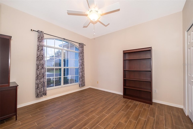 7263 Winding Lake Cir, Oviedo, FL 32765 - unfurnished room with wood finished floors, ceiling fan, and baseboards