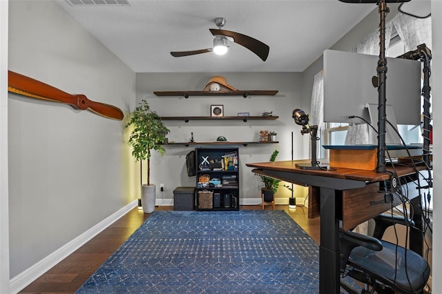 3865 W Stillwood Ln, Lake Mary, FL 32746 - office space featuring ceiling fan, wood finished floors, and baseboards