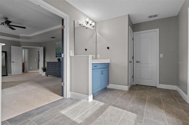 3865 W Stillwood Ln, Lake Mary, FL 32746 - bathroom featuring vanity, a ceiling fan, and baseboards