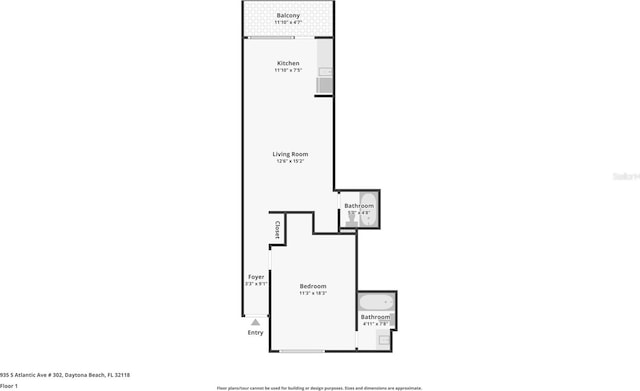935 S Atlantic Ave Unit 302, Daytona Beach, FL 32118 - floor plan / room layout