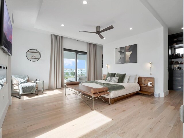 8157 Elion St, Orlando, FL 32827 - bedroom featuring light wood finished floors, recessed lighting, and ceiling fan