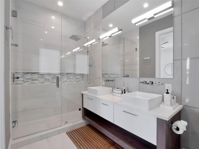 8157 Elion St, Orlando, FL 32827 - full bath featuring a shower stall, recessed lighting, and double vanity
