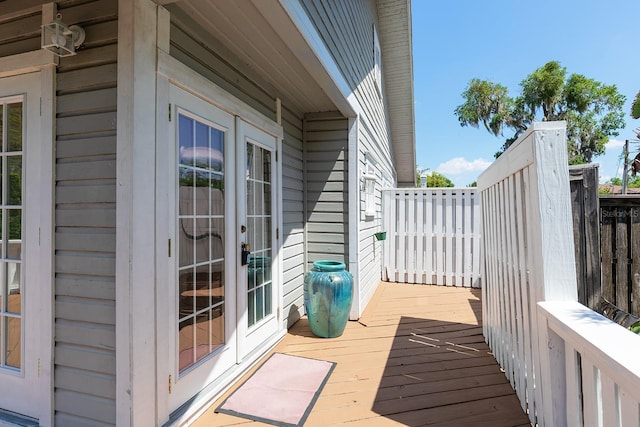 deck featuring french doors