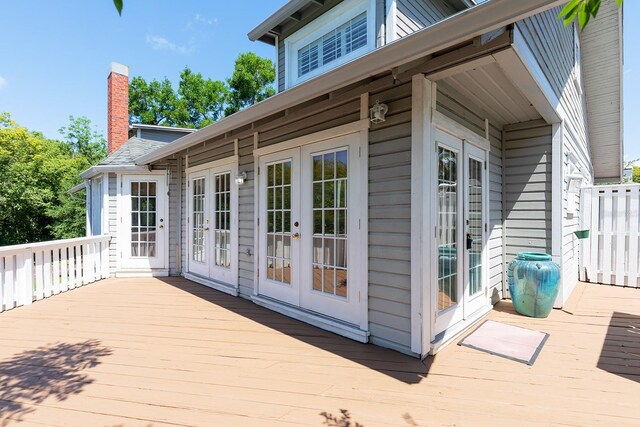 wooden deck with french doors