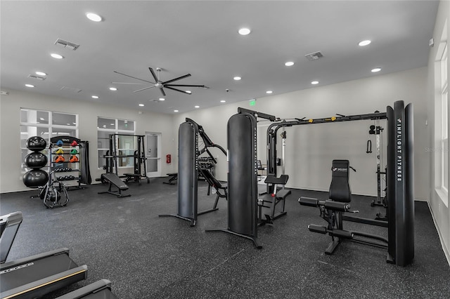 3326 Arch Ave, Ormond Beach, FL 32174 - workout area with a ceiling fan and recessed lighting