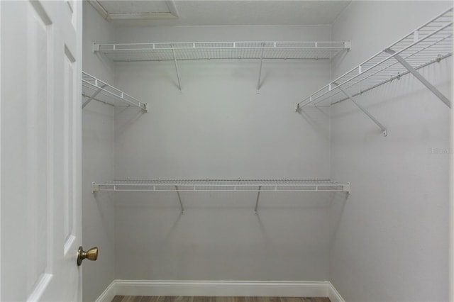 spacious closet with wood finished floors
