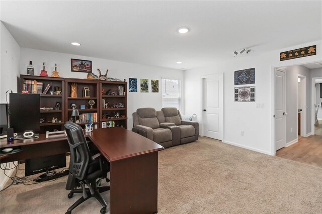 1265 Blarney St, Minneola, FL 34715 - carpeted home office with recessed lighting and baseboards
