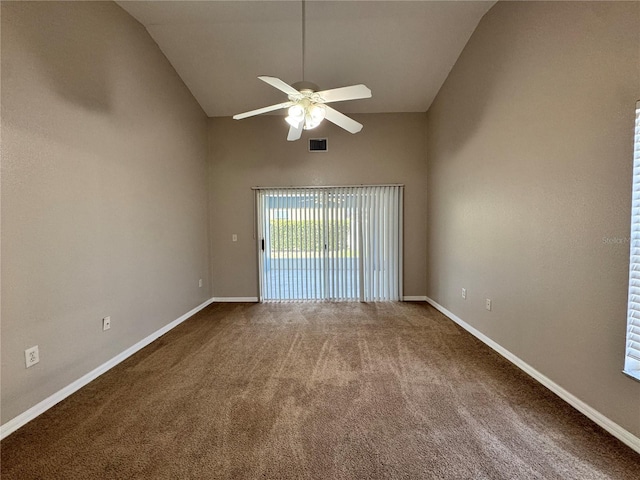 703 Tartan Loop, Lake Wales, FL 33853 - carpeted empty room with ceiling fan, baseboards, and high vaulted ceiling