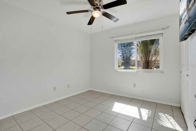 950 Gatewood Ct NE, Palm Bay, FL 32905 - spare room featuring light tile patterned flooring, a ceiling fan, and baseboards