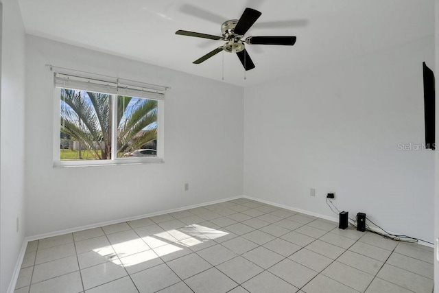 950 Gatewood Ct NE, Palm Bay, FL 32905 - spare room featuring light tile patterned floors, a ceiling fan, and baseboards