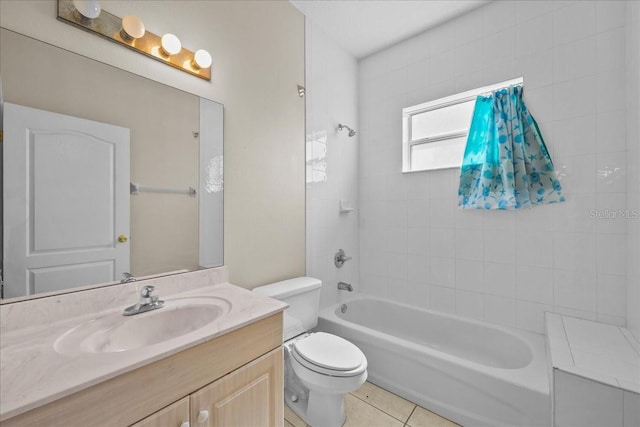 45 Powder Horn Dr, Palm Coast, FL 32164 - bathroom with vanity, toilet, tub / shower combination, and tile patterned flooring