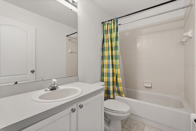 4249 Andover Cay Blvd, Orlando, FL 32825 - full bathroom featuring vanity, shower / bathtub combination with curtain, toilet, and tile patterned floors