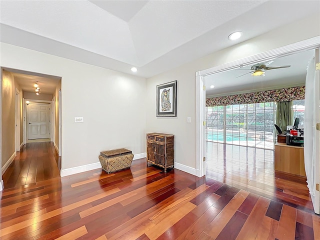 5127 Leeward Way, Orlando, FL 32809 - empty room featuring wood-type flooring, baseboards, ceiling fan, and recessed lighting