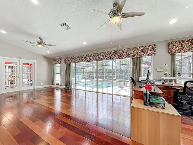 5127 Leeward Way, Orlando, FL 32809 - living area with ceiling fan, plenty of natural light, wood finished floors, a textured ceiling, and recessed lighting