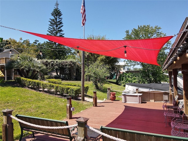 5127 Leeward Way, Orlando, FL 32809 - deck featuring a covered hot tub and a yard