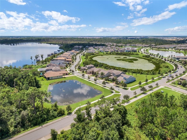 aerial perspective of suburban area featuring a large body of water