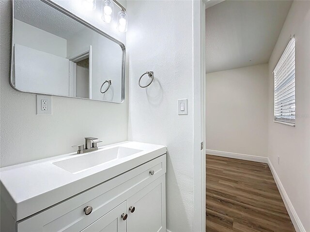1307 Jean Ct, Eustis, FL 32726 - bathroom featuring wood finished floors, baseboards, and vanity