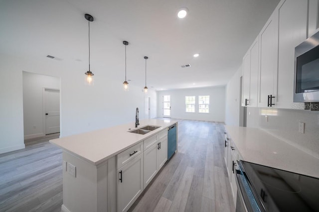 13419 SW 77th Ave, Ocala, FL 34473 - kitchen with a sink, range with electric cooktop, dishwashing machine, stainless steel microwave, and open floor plan