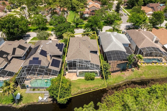 334 N Shadowbay Blvd, Longwood, FL 32779 - aerial view of residential area featuring property parcel outlined and a large body of water