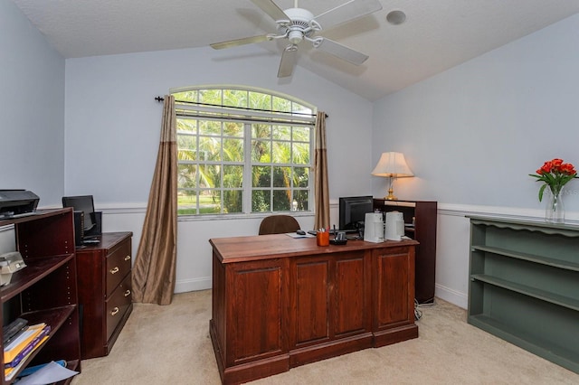 334 N Shadowbay Blvd, Longwood, FL 32779 - office with light colored carpet, ceiling fan, and lofted ceiling