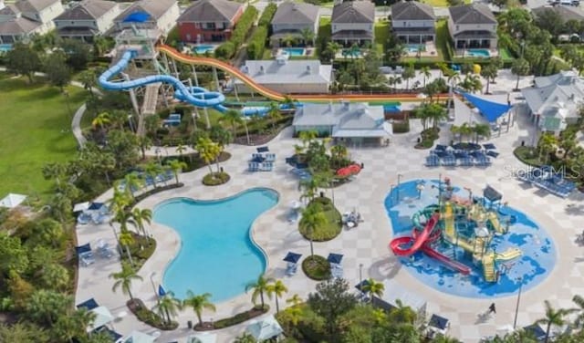 7876 Marlow Pl, Kissimmee, FL 34747 - aerial perspective of suburban area featuring a pool