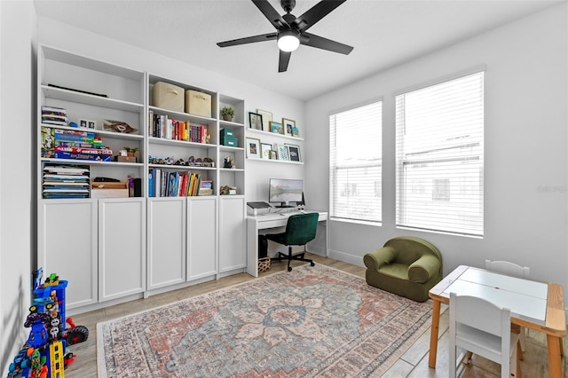 8460 Sperry St, Orlando, FL 32827 - office area featuring a ceiling fan and light wood-style flooring