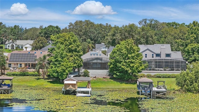 view from above of property with a large body of water