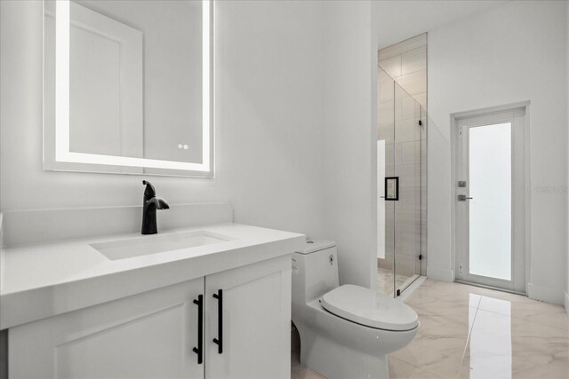 4528 Yorkshire Ln, Kissimmee, FL 34758 - bathroom with marble tiled flooring, toilet, a shower stall, and vanity