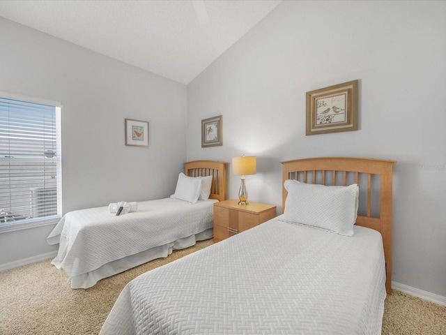 2115 Morning Star Dr, Clermont, FL 34714 - carpeted bedroom featuring baseboards, multiple windows, and high vaulted ceiling
