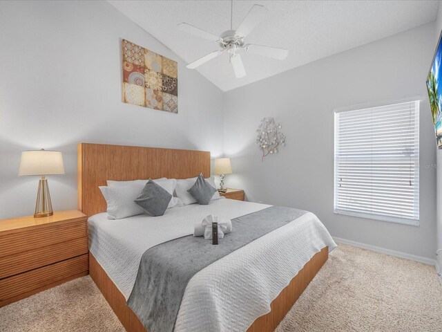 2115 Morning Star Dr, Clermont, FL 34714 - carpeted bedroom featuring lofted ceiling, ceiling fan, and baseboards