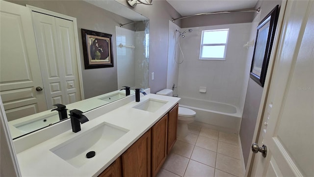 12126 Diedra Ct, Orlando, FL 32825 - bathroom with toilet, tile patterned floors, tub / shower combination, and double vanity
