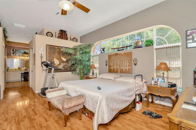 14680 Linden Dr, Spring Hill, FL 34609 - bedroom with wood finished floors and ceiling fan