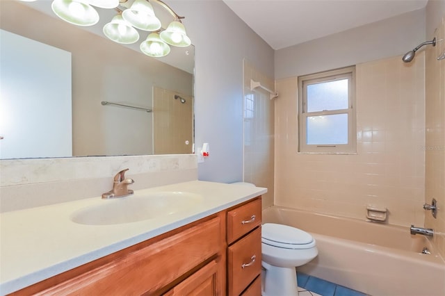 2006 Sycamore Ln, Plant City, FL 33563 - bathroom featuring shower / tub combination, toilet, vanity, and tile patterned floors