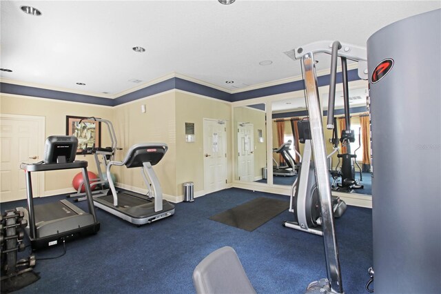 6941 Piazza St, Orlando, FL 32819 - workout area featuring baseboards and ornamental molding