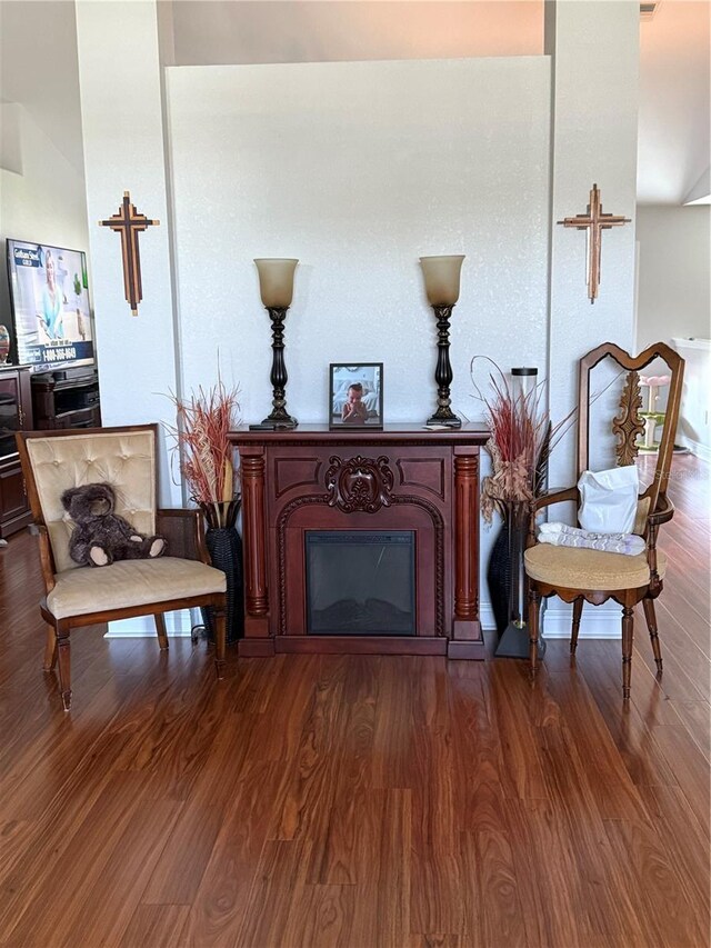6800 SE 12th Pl, Ocala, FL 34472 - living area featuring wood finished floors and a glass covered fireplace