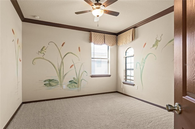 3041 Boating Blvd, Kissimmee, FL 34746 - unfurnished room featuring ornamental molding, carpet floors, ceiling fan, and baseboards