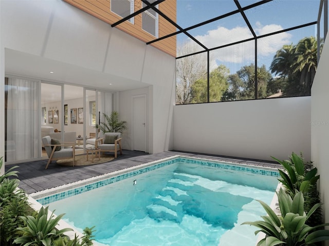 213 Breezeway Dr, Davenport, FL 33897 - outdoor pool featuring a patio area and glass enclosure
