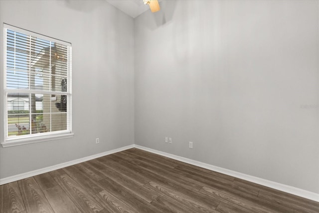 1601 Stargazer Ter, Sanford, FL 32771 - spare room with dark wood-style flooring, baseboards, and ceiling fan