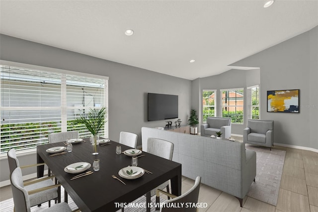 2776 Joseph Cir, Oviedo, FL 32765 - dining room with baseboards, lofted ceiling, and recessed lighting
