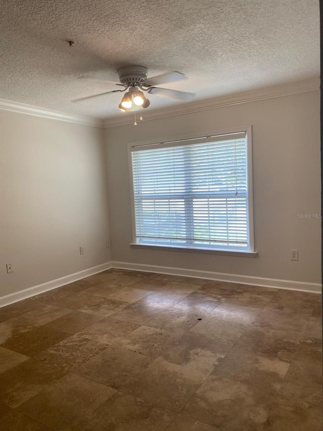 2007 Dixie Belle Dr Unit 2007M, Orlando, FL 32812 - unfurnished room with ornamental molding, a ceiling fan, baseboards, and a textured ceiling