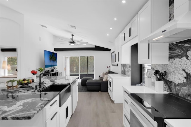 2520 Oakington St, Winter Garden, FL 34787 - kitchen featuring under cabinet range hood, recessed lighting, light stone countertops, decorative backsplash, and healthy amount of natural light
