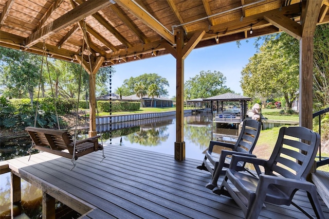 5370 Whispering Pine Cir, Saint Cloud, FL 34771 - dock featuring a water view and a gazebo