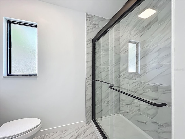 43 Lake Court Loop, Ocala, FL 34472 - full bathroom with healthy amount of natural light, marble finish floors, and a stall shower