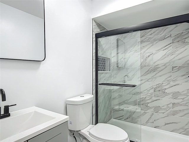 43 Lake Court Loop, Ocala, FL 34472 - bathroom with toilet, a stall shower, and vanity