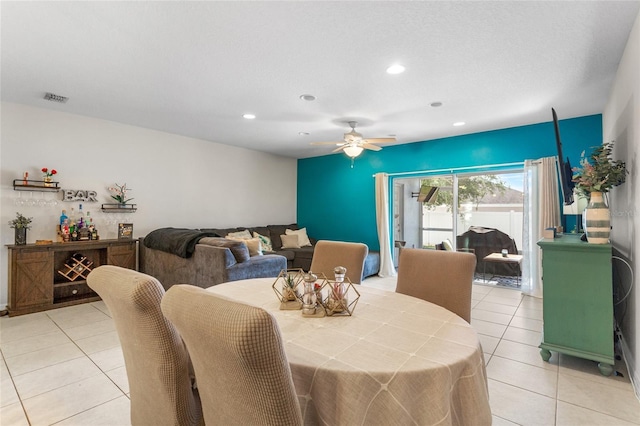 281 Primrose Dr, Davenport, FL 33837 - dining space with light tile patterned flooring, a ceiling fan, and recessed lighting